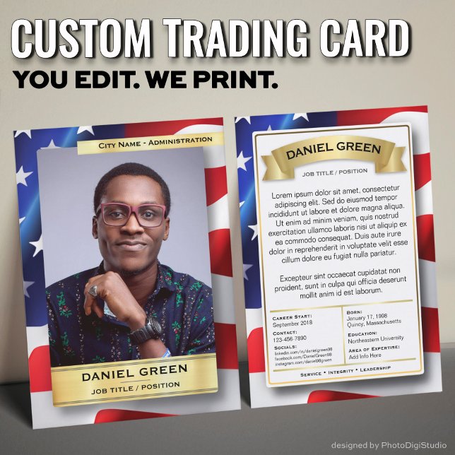 Custom Public Service Trading Card, American Flag  Telefonnummerkarte (Custom Public Service Trading Card, American Flag Card)