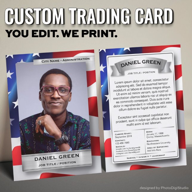 Custom Public Service Trading Card, American Flag  Telefonnummerkarte (Custom Public Service Trading Card, American Flag Card)