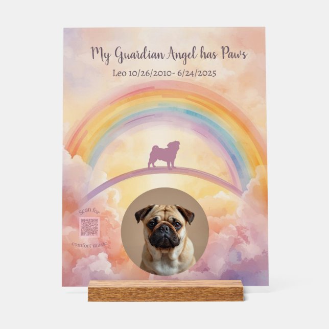 Custom Pug Memorial Acrylic Sign – Add Name, Dates Acrylschild (Vorderseite)