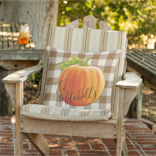 Custom Pumpkin Fall Kaffee Brown Gingham Muster Kissen