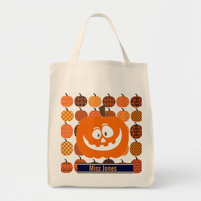 Custom Pumpkin Halloween Tote Bag Tragetasche (Vorne)