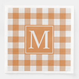 Custom Pumpkin Orange Gingham Pattern Serviette