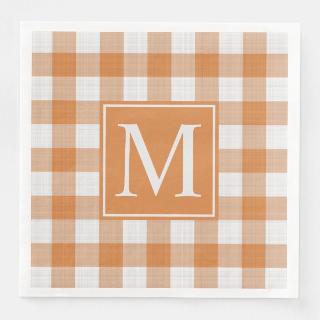 Custom Pumpkin Orange Gingham Pattern Serviette (Vorderseite)