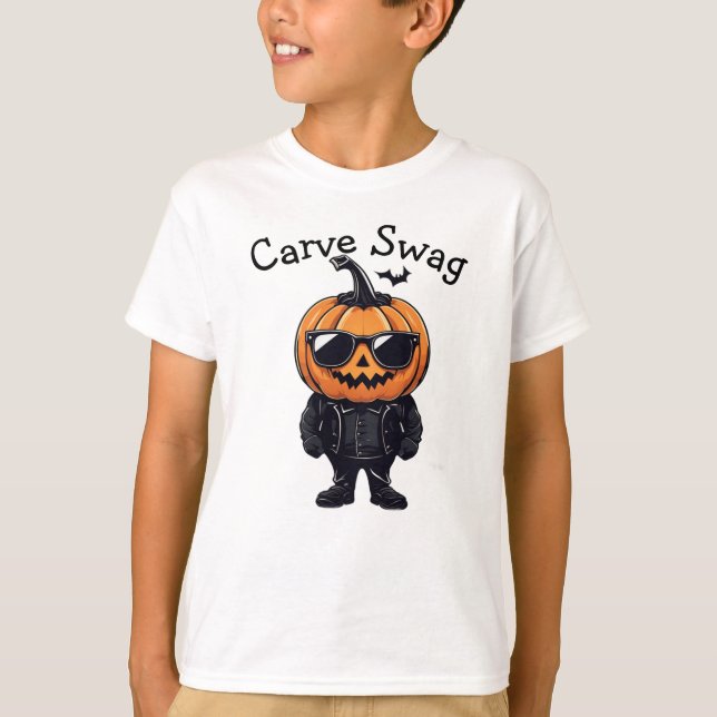 Custom Pumpkin T-Shirt, Niedliche Halloween Carve  T-Shirt (Vorderseite)