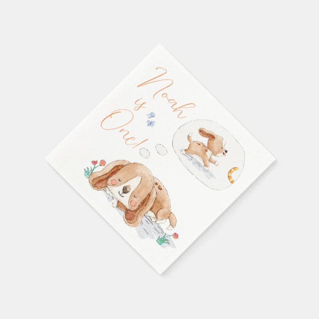 Custom Puppy Dog Geburtstagsparty Napkin Serviette (Ecke)