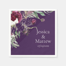 Custom Purple Flowers Papier Napkin