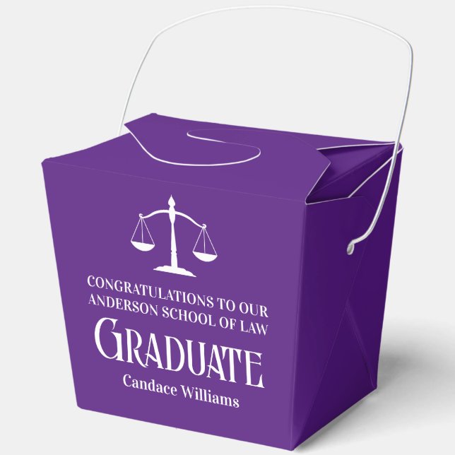 Custom Purple Law School Graduation Party Fortune Geschenkschachtel (Vorderseite)