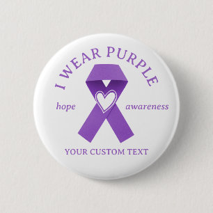 Custom Purple Ribbon Awareness Button