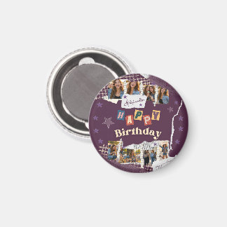 Custom Purple Teen Girl Birthday Photo Collage Magnet