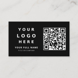 Custom Qr Code And Logo Modern Black And White Visitenkarte