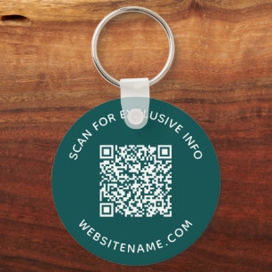 Custom QR Code and Text Corporate Swag Teal Schlüsselanhänger