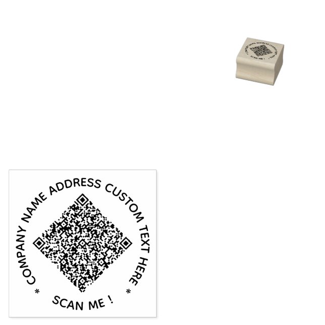 Custom QR Code and Text Round Rubber Stamp Example Gummistempel (Stempel)