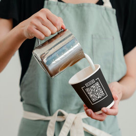 Custom QR Code Black & White Espresso Coffee Shop Pappbecher