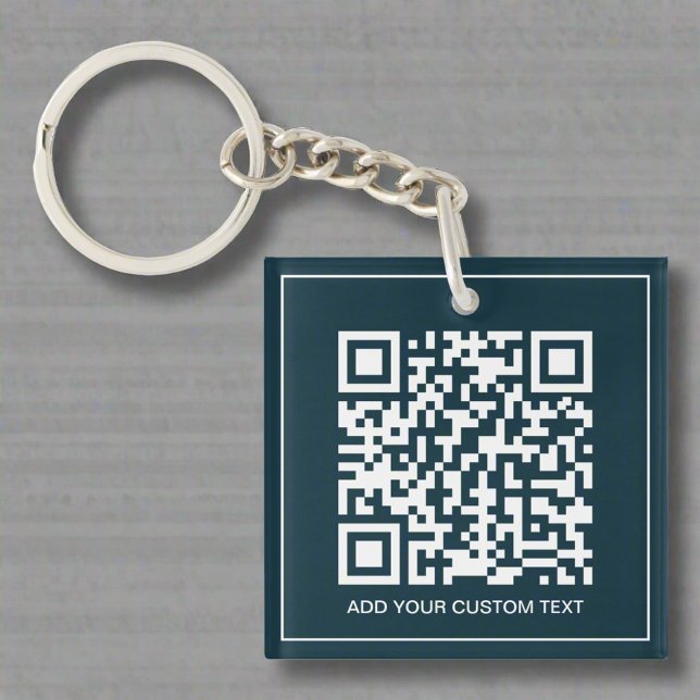 Custom QR Code Branding Business Navy Blue Schlüsselanhänger (Von Creator hochgeladen)