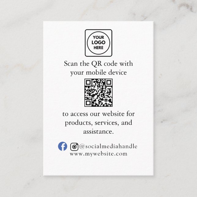 Custom QR Code Business Branding Card Menu  Visitenkarte (Vorderseite)