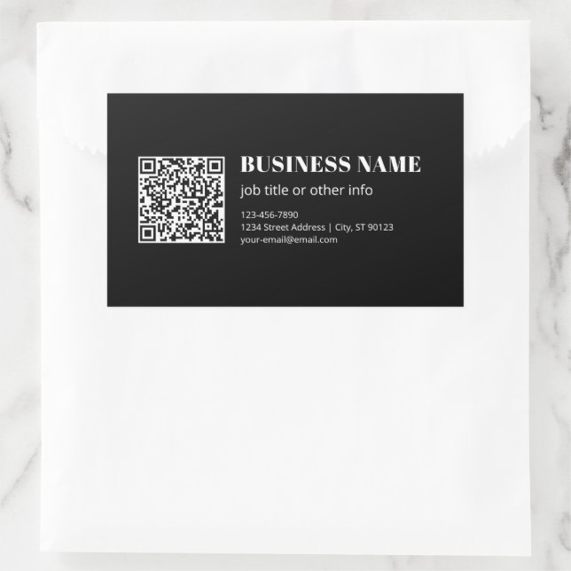 Custom QR code & Editable Retro-Modern Text Rechteckiger Aufkleber (Tasche)