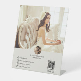 Custom QR Code Foto Social Media Business Sockelschild