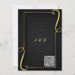 Custom QR Code Gold Black Wedding Einladungskarte