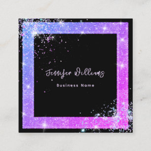 Custom QR Code Holographic Glitzer Fashion Black S Quadratische Visitenkarte