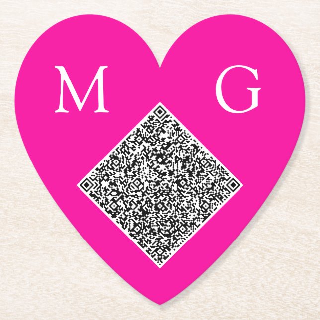 Custom QR Code Letters Wedding Heart Paper Unterse Untersetzer (Vorderseite)