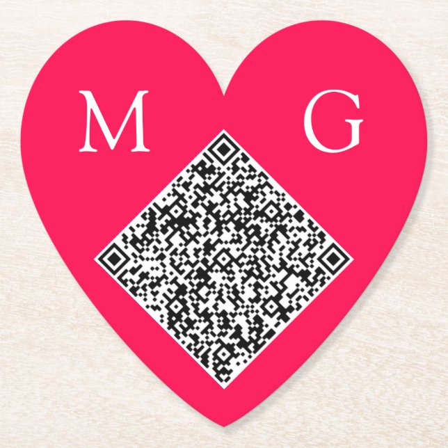 Custom QR Code Letters Wedding Heart Paper Unterse Untersetzer (Vorderseite)
