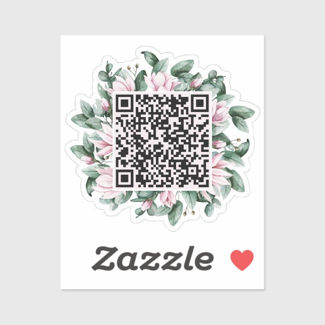 Custom QR Code Magnolia Blume Frame Wedding Aufkleber (Blatt)