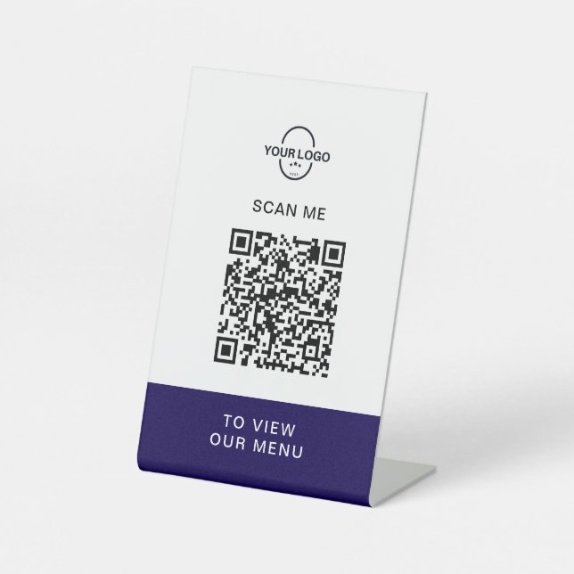 Custom QR Code Menu Stand | Contactless Restaurant Sockelschild (Vorderseite)