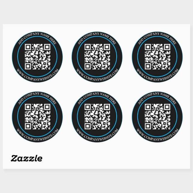 Custom QR Code Text Black White Classic  Runder Aufkleber (Blatt)