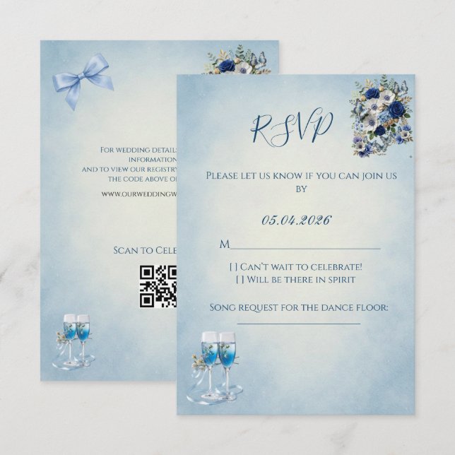Custom QR Code Wedding RSVP Card Karte (Vorne/Hinten)