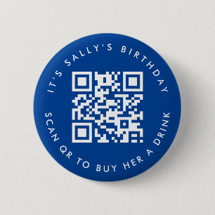 Custom Qr codes Cash App Birthday Button, blau Button