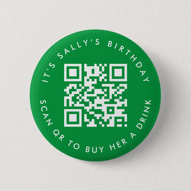 Custom Qr codes Cash App Birthday Button, grün Button (Vorderseite)