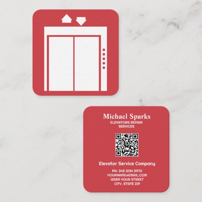Custom QR Elevator Contractor Quadratische Visitenkarte (Vorne/Hinten)