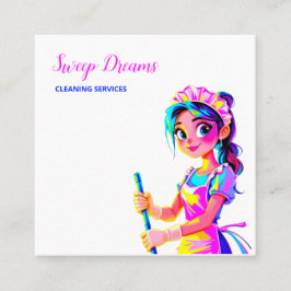 Custom QR Housemaid Housekeeper Quadratische Visitenkarte