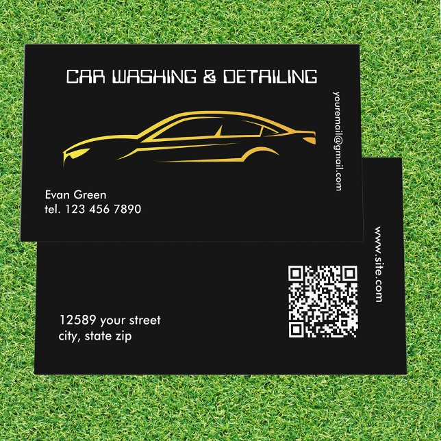 Custom QR Luxurious Car Detection Visitenkarte (Car Detailing Cards)