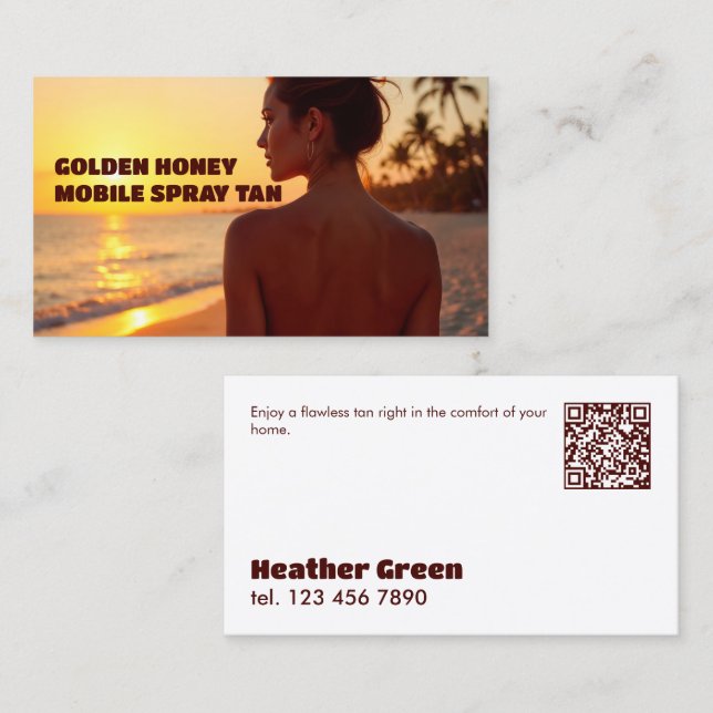 Custom QR Mobile Spray Tanning Visitenkarte (Vorne/Hinten)