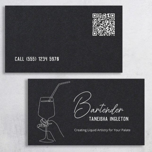 Custom QR Premium Barkeeper Telefonnummerkarte (Custom QR Premium Bartender Calling Cards)