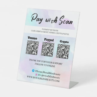 Custom QR Triple Payment Table Tent Pedestal Sign Sockelschild