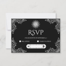 Custom QRCode Elegant Black and White Wedding RSVP Karte