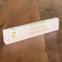 Custom QUEEN BEE Rose Gold Marble Namplate Holder