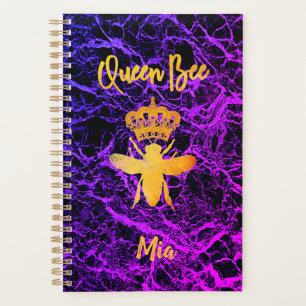 Custom QUEEN BEEN Gold Black Lila Undated Monthly Planer