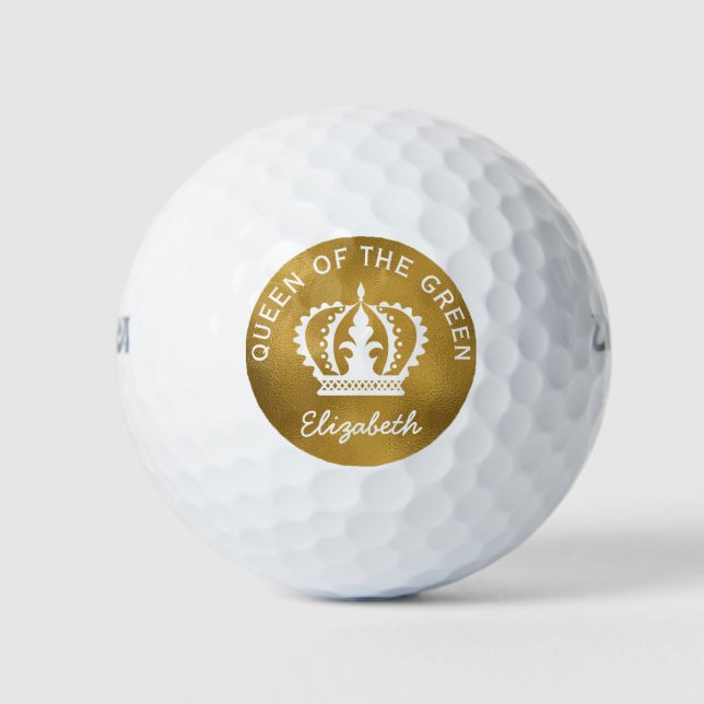 Custom Queen of the Green Gold Crown Golfball (Vorderseite)