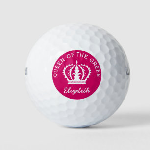 Custom Queen of the Green Hot Pink Crown Golfball