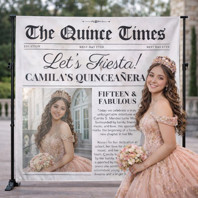 Custom Quinceañera Backdrop Newspaper Tapestry Wandteppich (Custom Quinceañera Backdrop Newspaper Tapestry)
