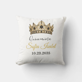 Custom Quinceañera Gold Tiara Throw Pillow Kissen