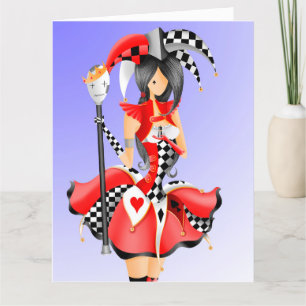 Custom Quirky Jester & Puppet King Birthday Card Karte
