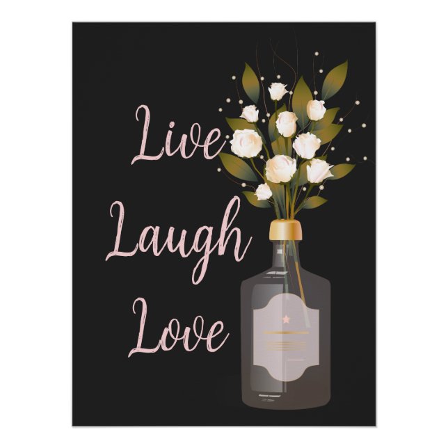 Custom Quote Art mit Blume - Live-Laugh-Liebe Poster (Vorderseite)