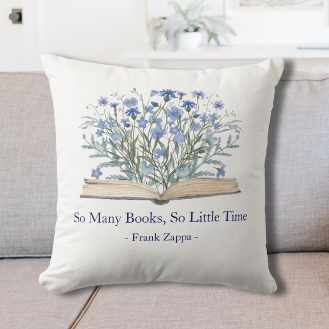 Custom Quote Blue Wildflowers Grow From Book Kissen (In situ)