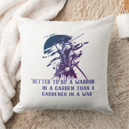 Custom Quote Japanese Samurai Blue Ink Art Pillow Kissen