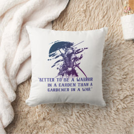 Custom Quote Japanese Samurai Blue Ink Art Pillow Kissen
