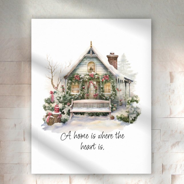 Custom Quote Nordic Winter Scene Happy Holidays Poster (Von Creator hochgeladen)